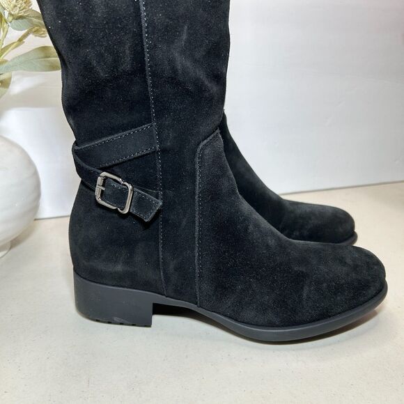 New La Canadienne Stella Suede Knee High Boots Side Zip Black Women 5M NWOB - Picture 5 of 10